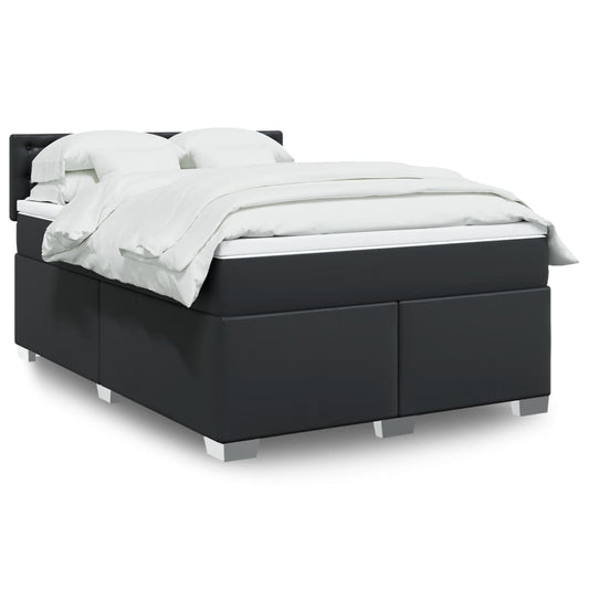 Box spring bed with mattress black 160x200 cm artificial leather