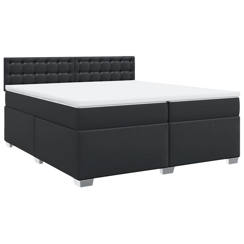 Lit à sommier tapissier avec matelas noir 200x200 cm en similicuir