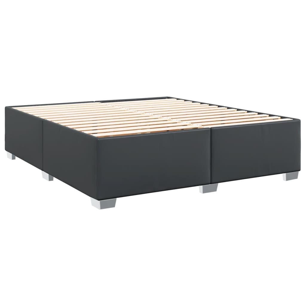 Lit à sommier tapissier avec matelas noir 200x200 cm en similicuir