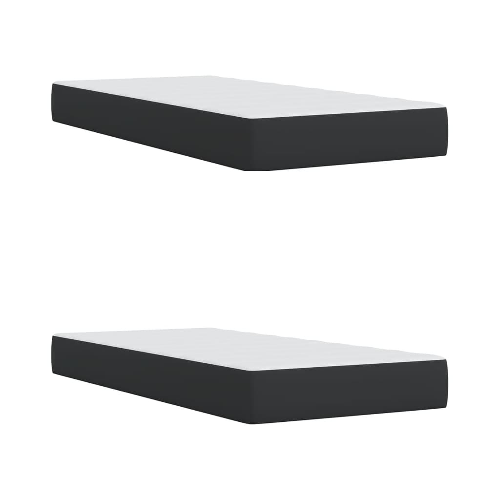 Lit à sommier tapissier avec matelas noir 200x200 cm en similicuir