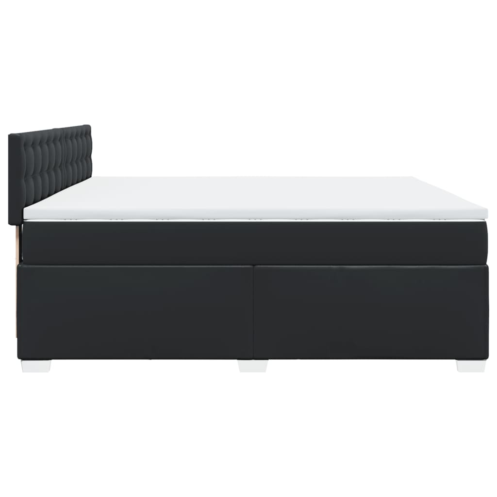 Lit à sommier tapissier avec matelas noir 200x200 cm en similicuir
