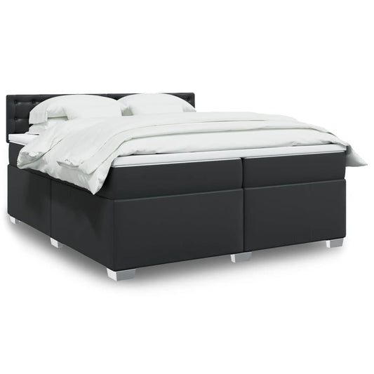 Lit à sommier tapissier avec matelas noir 200x200 cm en similicuir