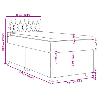 Boxspringbett mit Matratze Dunkelgrau 90x190 cm Samt