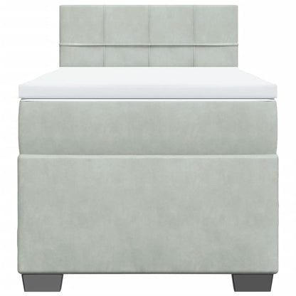 Boxspringbett mit Matratze Hellgrau 90x190 cm Samt