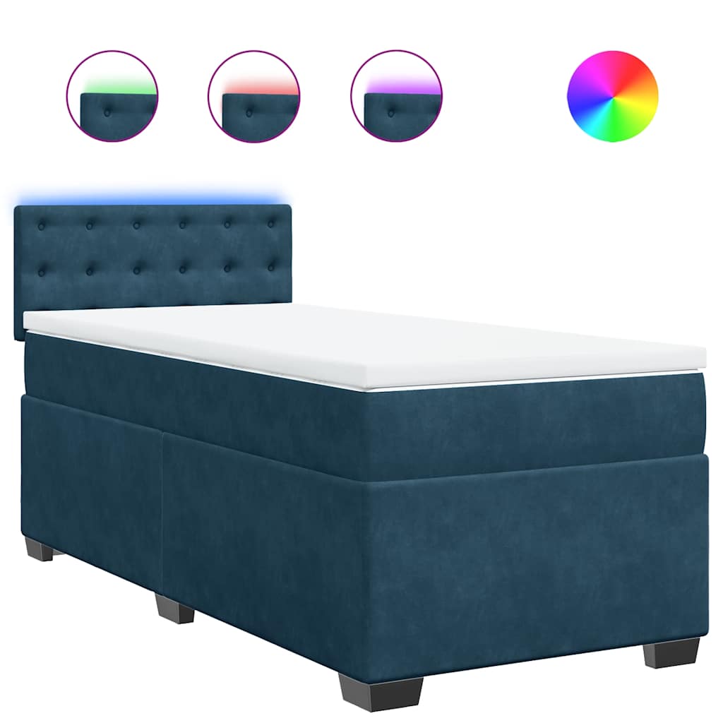 Boxspringbett mit Matratze Blau 90x200 cm Samt