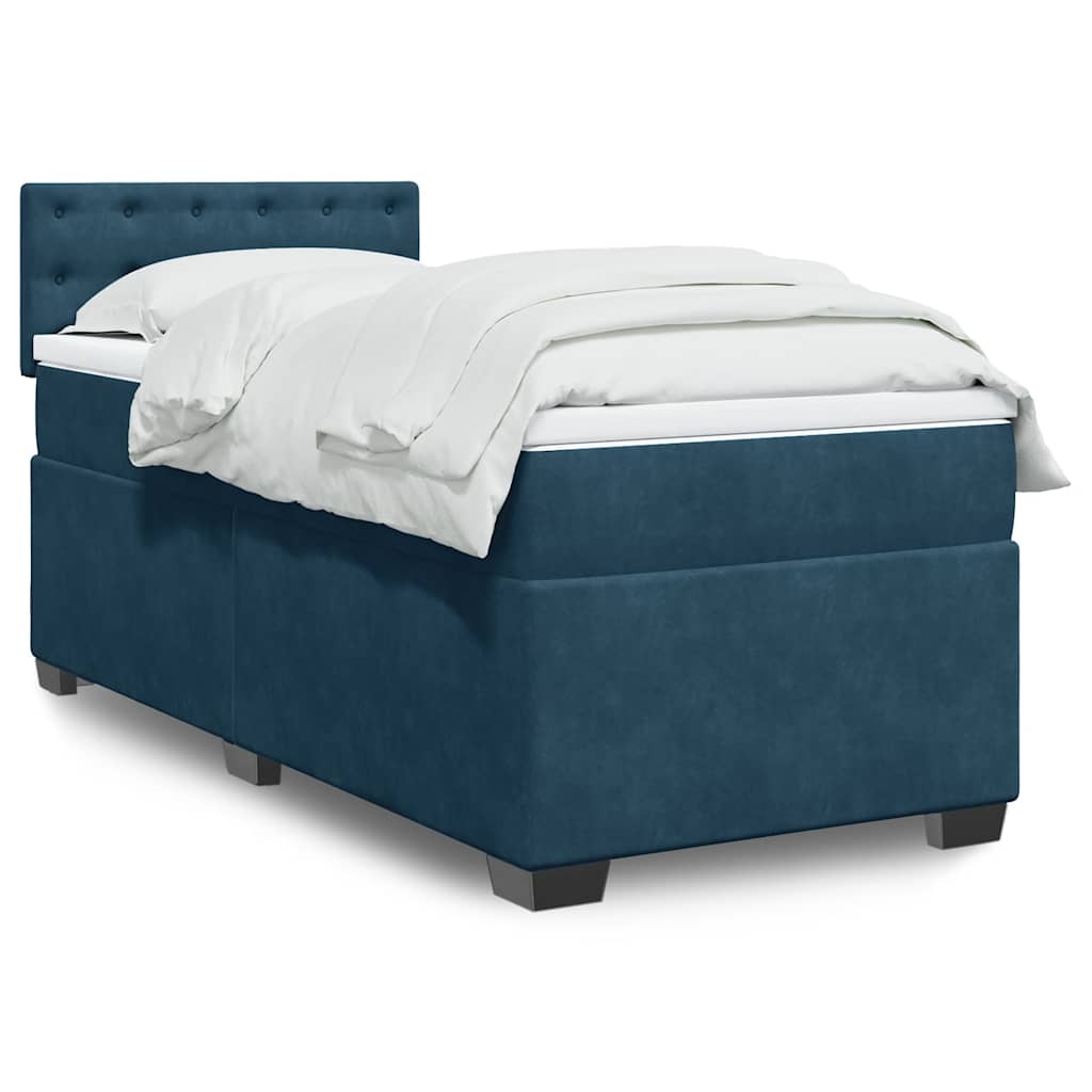 Boxspringbett mit Matratze Blau 90x200 cm Samt