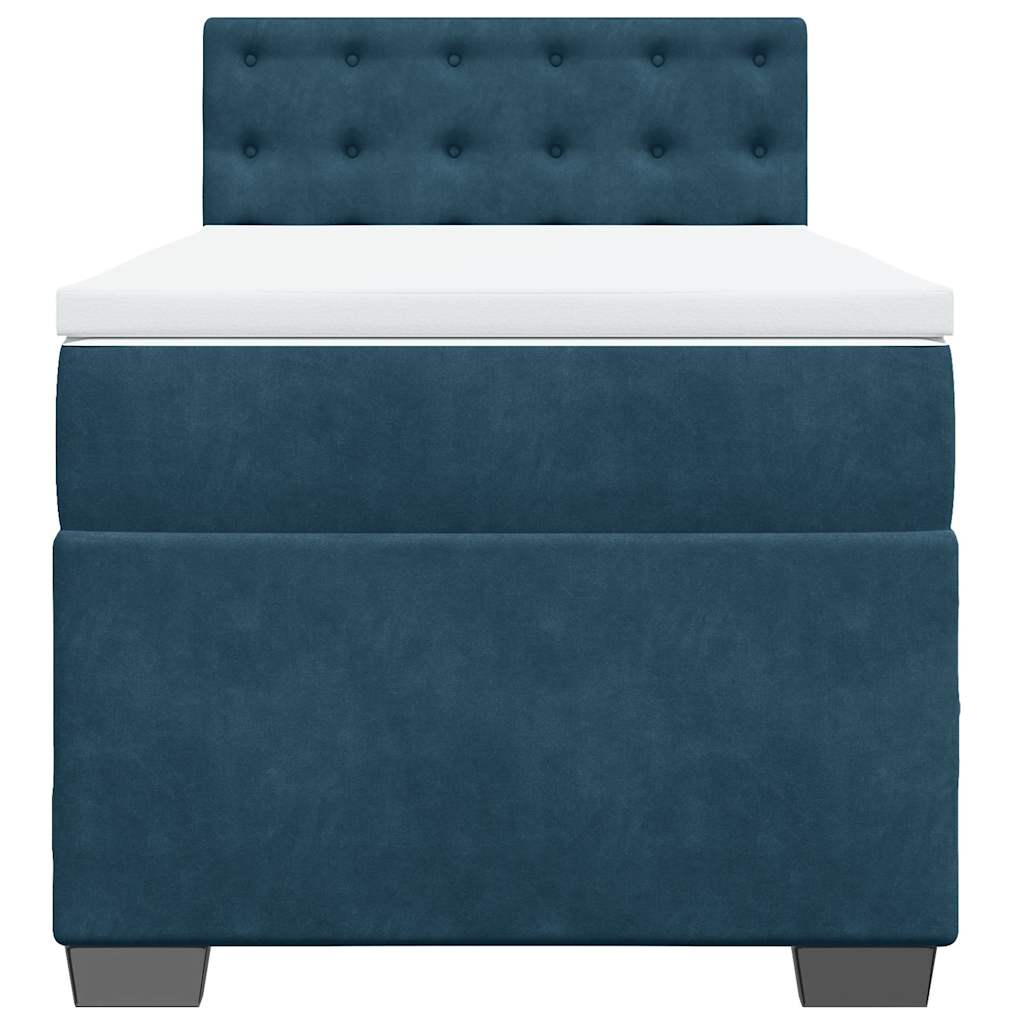 Boxspringbett mit Matratze Blau 90x200 cm Samt