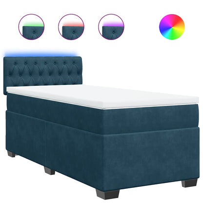 Boxspringbett mit Matratze Blau 90x200 cm Samt