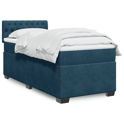 Boxspringbett mit Matratze Blau 90x200 cm Samt