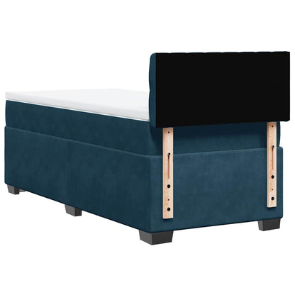 Boxspringbett mit Matratze Blau 90x200 cm Samt