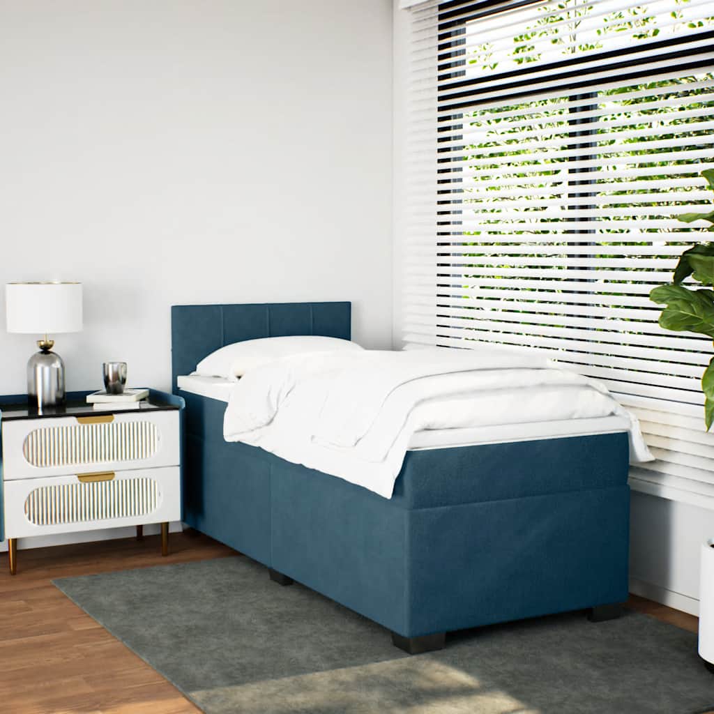 Boxspringbett mit Matratze Blau 90x200 cm Samt