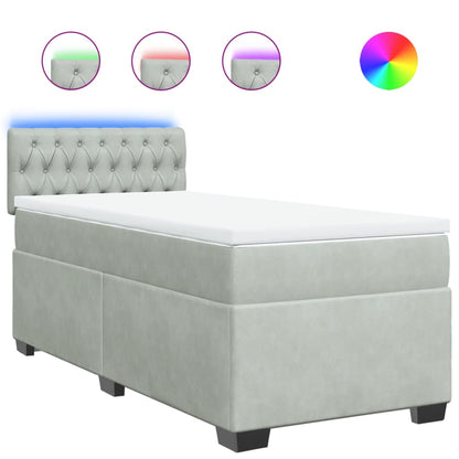 Boxspringbett mit Matratze Hellgrau 100x200 cm Samt