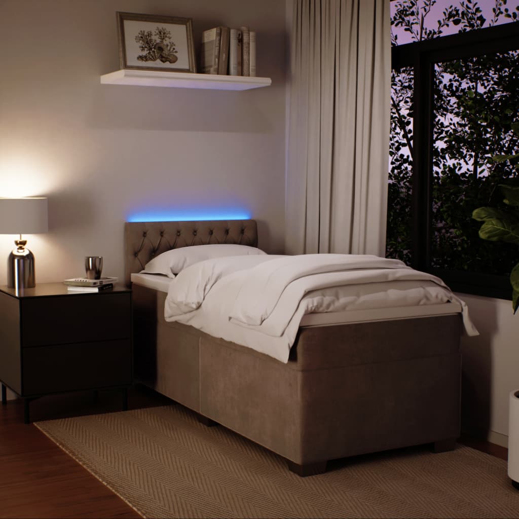 Boxspringbett mit Matratze Hellgrau 100x200 cm Samt