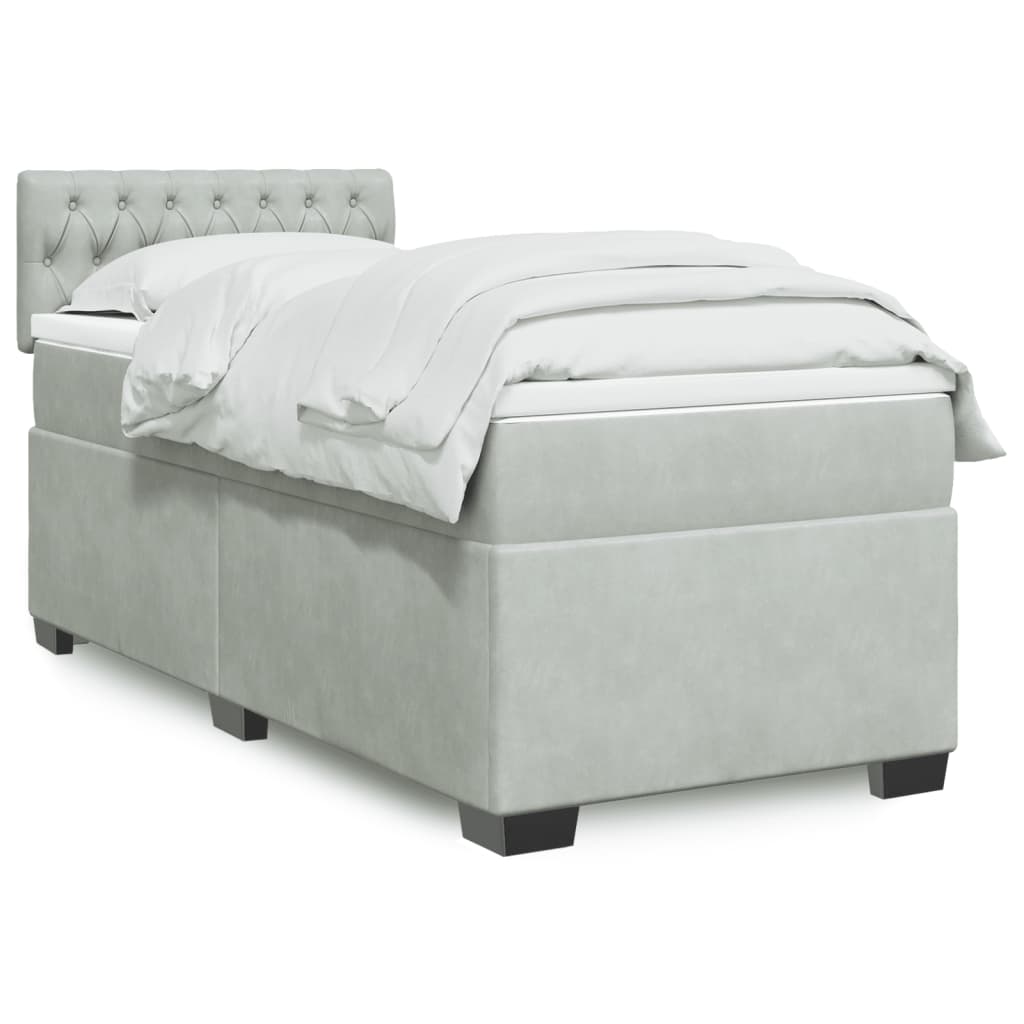 Boxspringbett mit Matratze Hellgrau 100x200 cm Samt