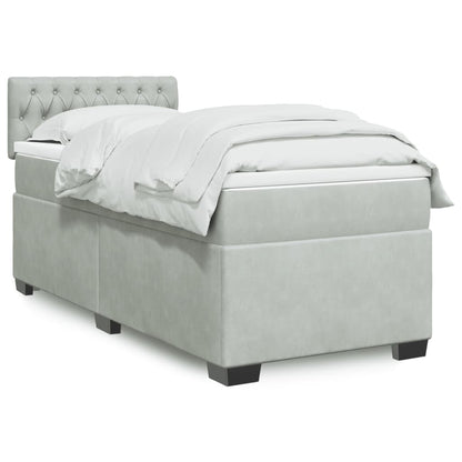 Boxspringbett mit Matratze Hellgrau 100x200 cm Samt