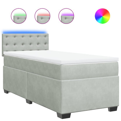 Boxspringbett mit Matratze Hellgrau 100x200 cm Samt