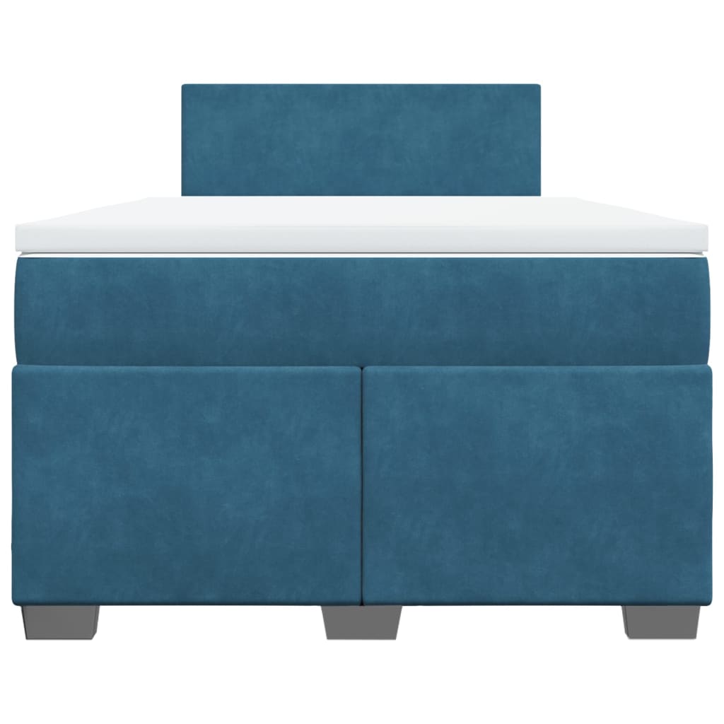 Boxspringbett mit Matratze Blau 120x190 cm Samt