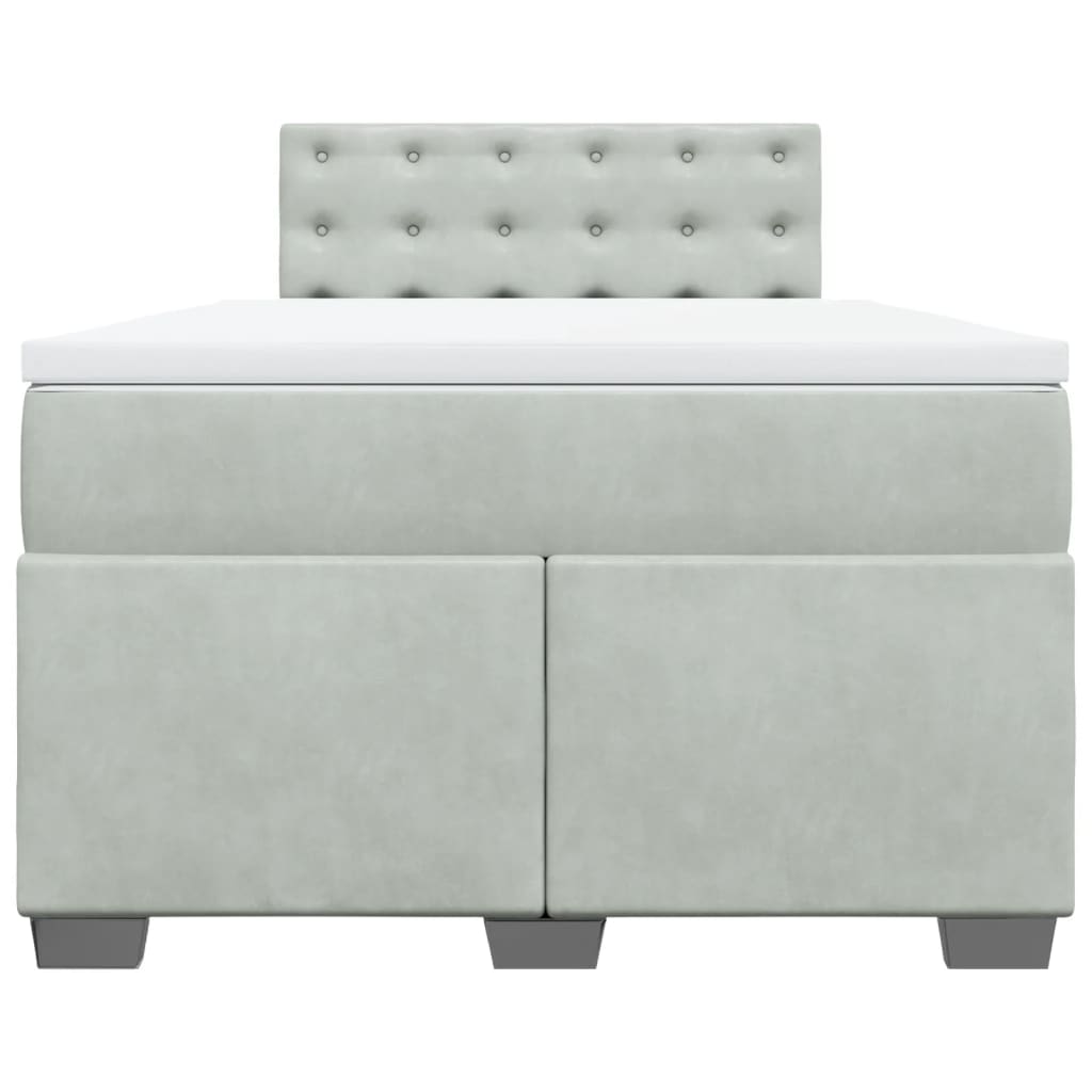 Boxspringbett mit Matratze Hellgrau 120x200 cm Samt