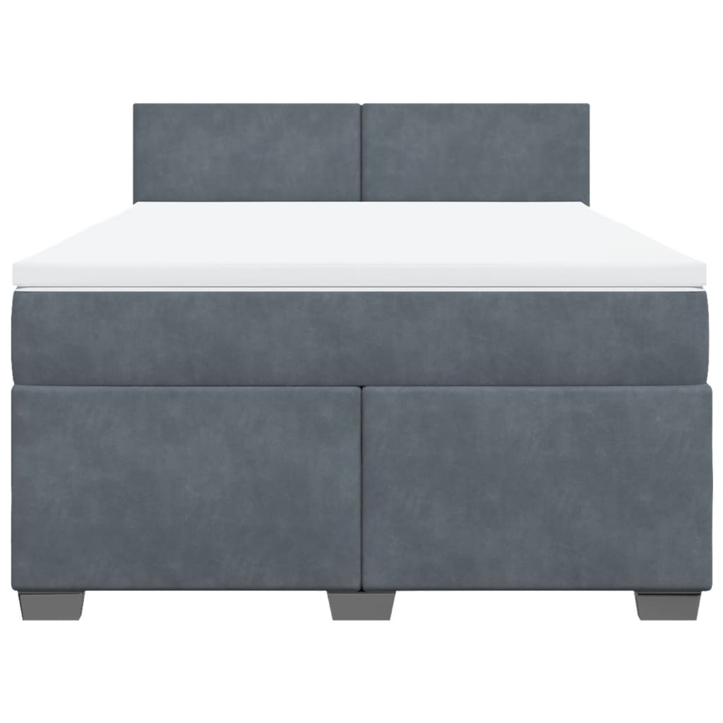Boxspringbett mit Matratze Dunkelgrau 140x190 cm Samt