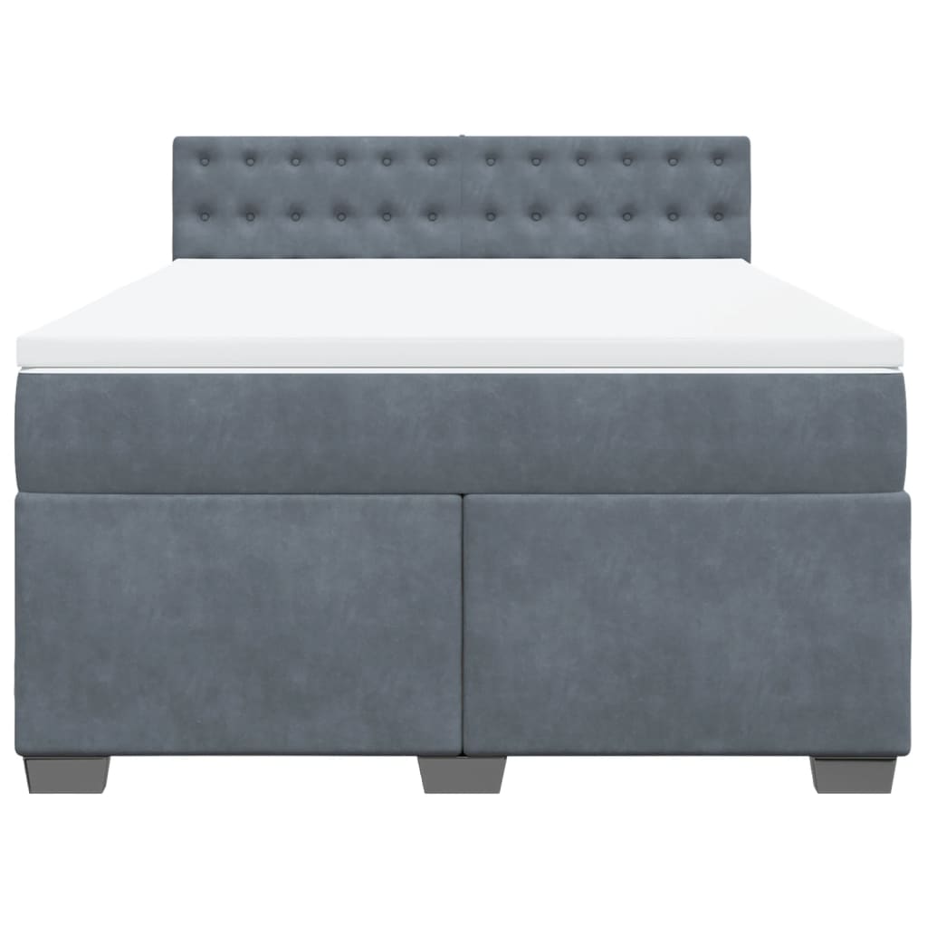 Boxspringbett mit Matratze Dunkelgrau 140x190 cm Samt