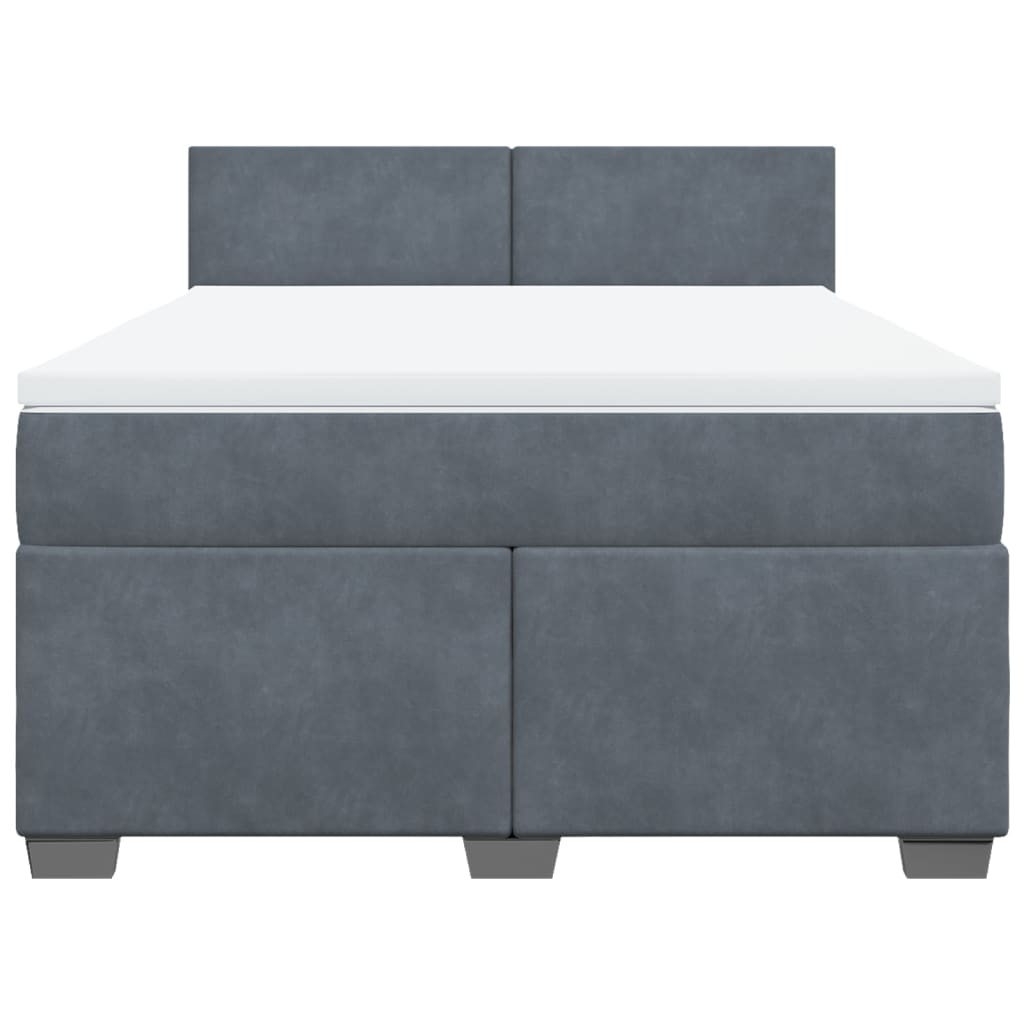 Boxspringbett mit Matratze Dunkelgrau 140x200 cm Samt