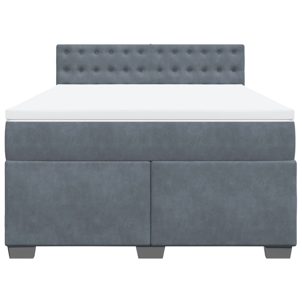 Boxspringbett mit Matratze Dunkelgrau 140x200 cm Samt