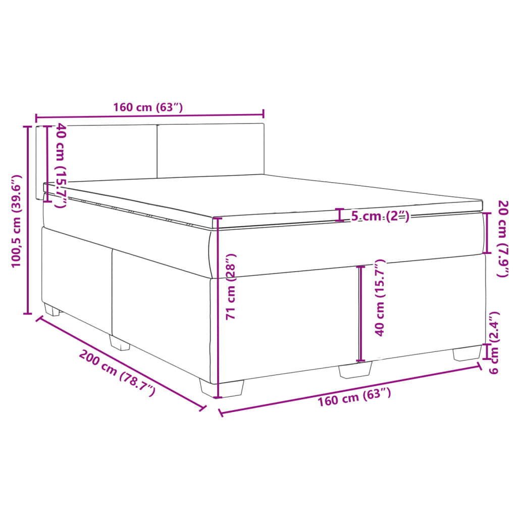 Boxspringbett mit Matratze Schwarz 160x200 cm Samt