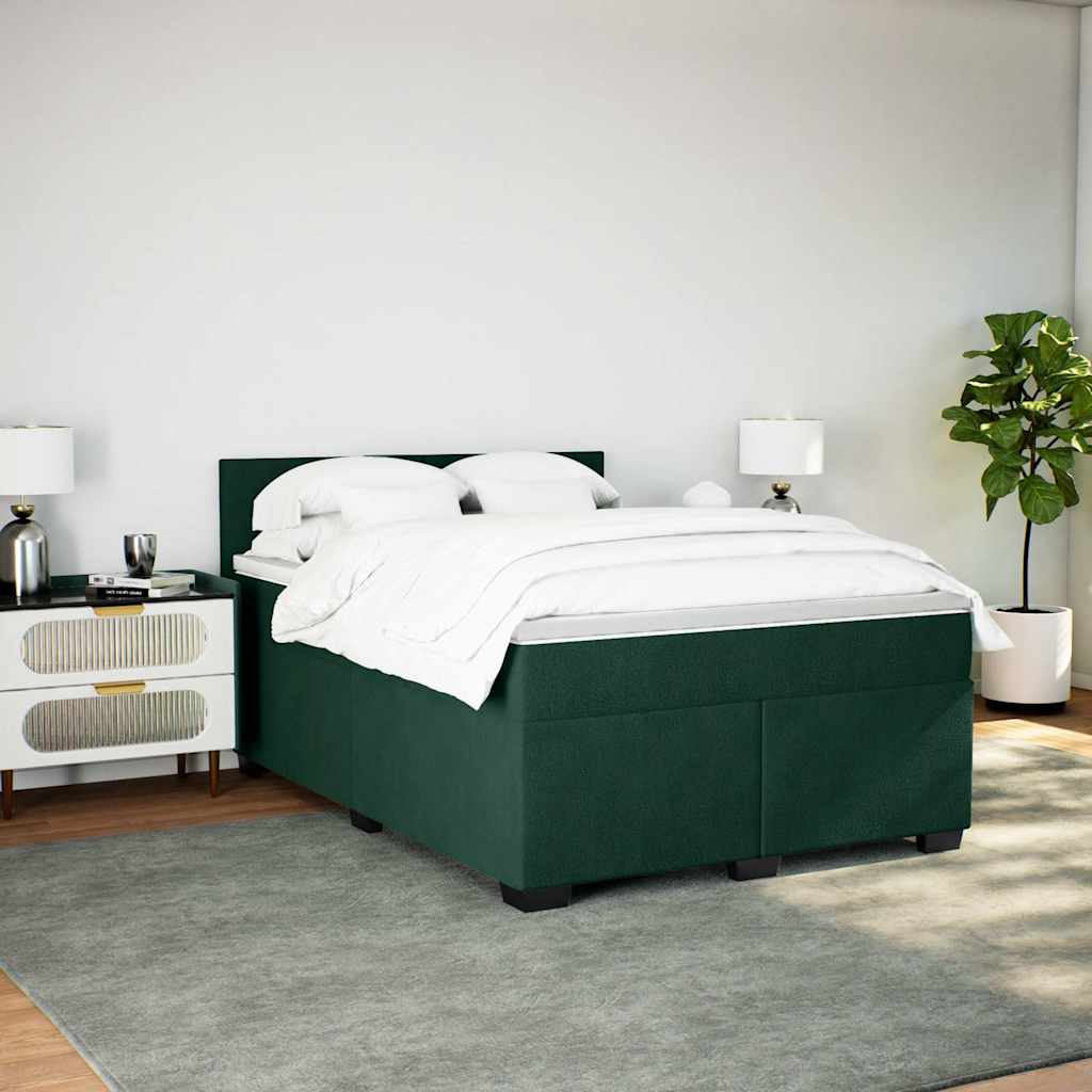 Boxspringbett mit Matratze Dunkelgrün 160x200 cm Samt
