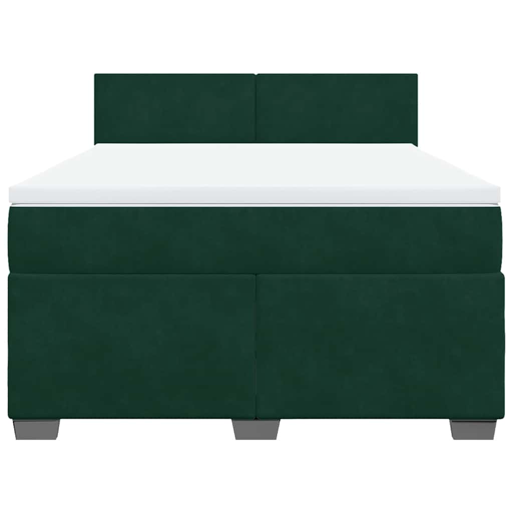 Boxspringbett mit Matratze Dunkelgrün 160x200 cm Samt
