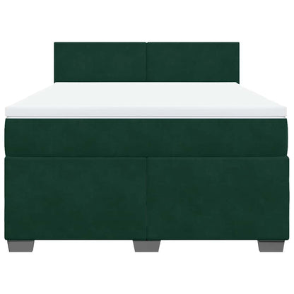 Boxspringbett mit Matratze Dunkelgrün 160x200 cm Samt