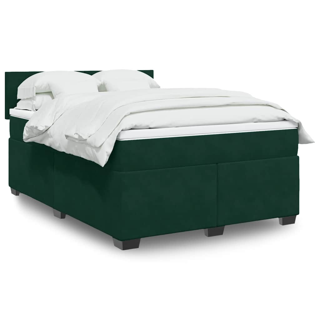Boxspringbett mit Matratze Dunkelgrün 160x200 cm Samt