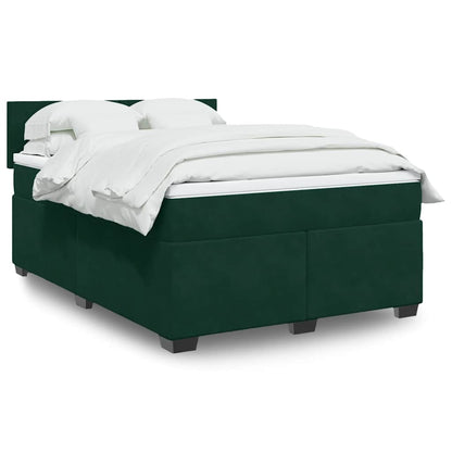 Boxspringbett mit Matratze Dunkelgrün 160x200 cm Samt