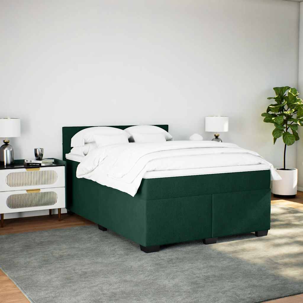 Boxspringbett mit Matratze Dunkelgrün 160x200 cm Samt