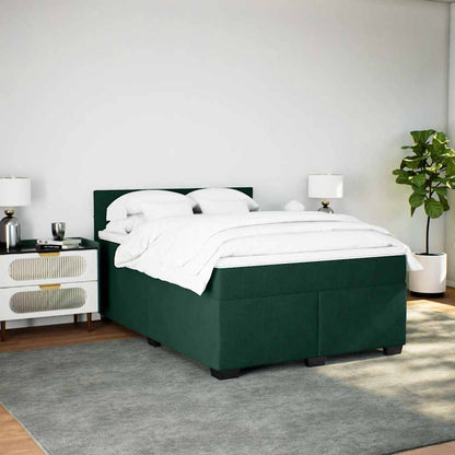 Boxspringbett mit Matratze Dunkelgrün 160x200 cm Samt
