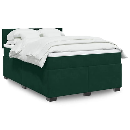 Boxspringbett mit Matratze Dunkelgrün 160x200 cm Samt