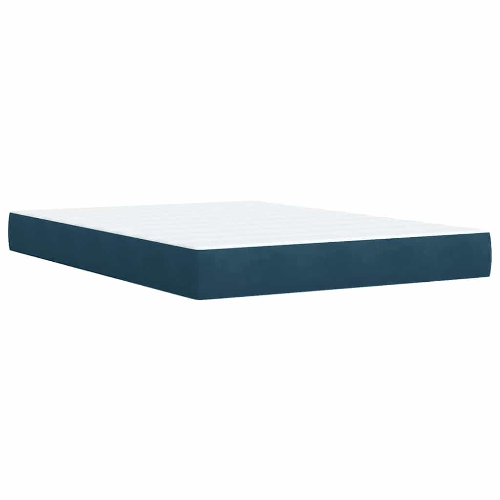 Boxspringbett mit Matratze Blau 160x200 cm Samt