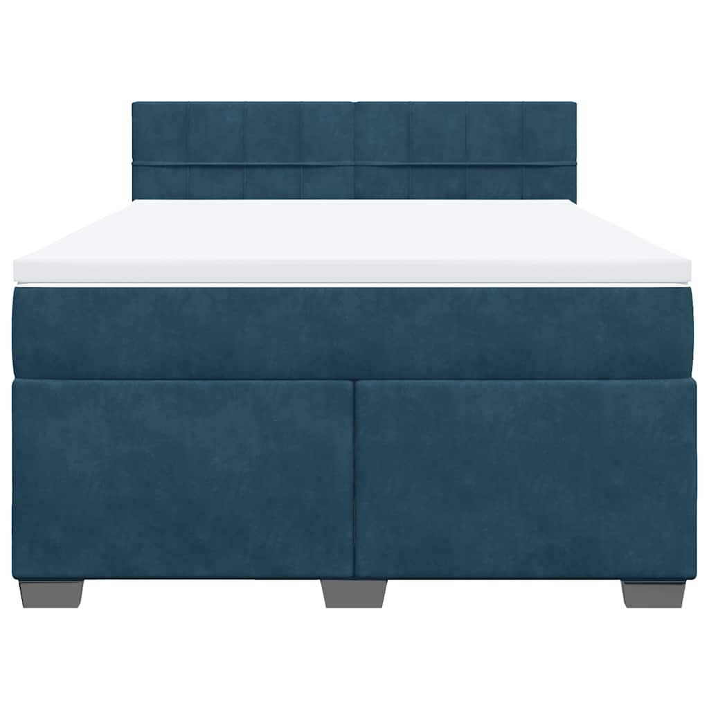 Boxspringbett mit Matratze Blau 160x200 cm Samt