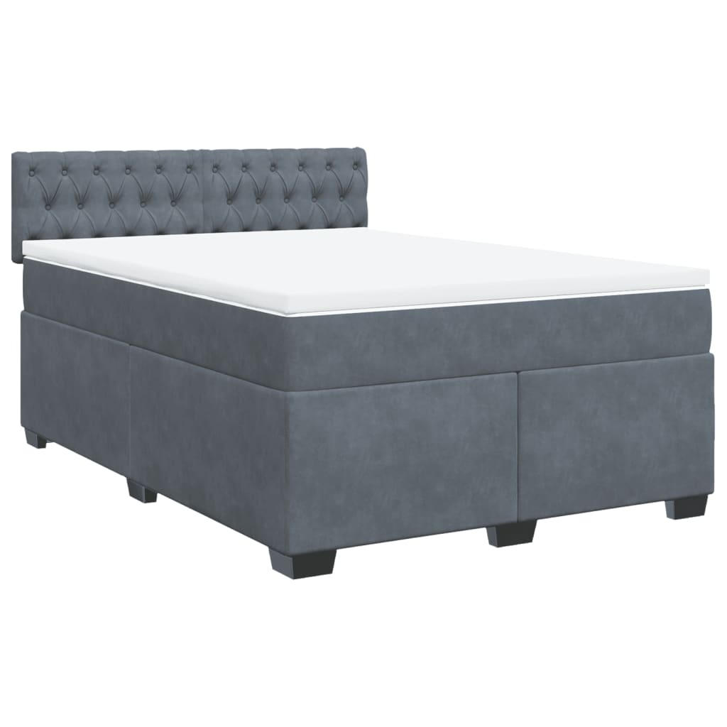 Boxspringbett mit Matratze Dunkelgrau 160x200 cm Samt