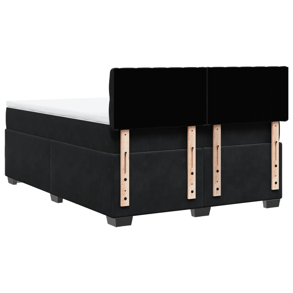 Box spring bed with mattress black 160x200 cm velvet