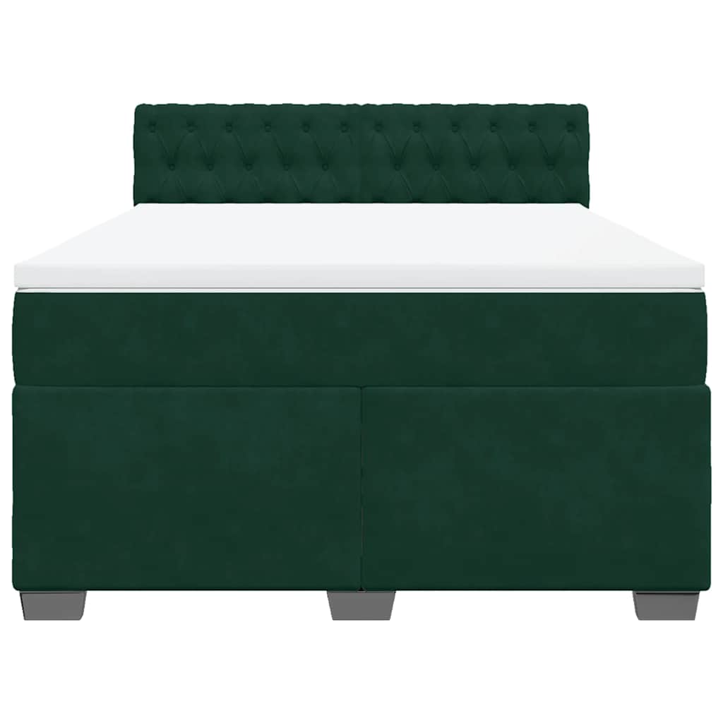 Boxspringbett mit Matratze Dunkelgrün 160x200 cm Samt