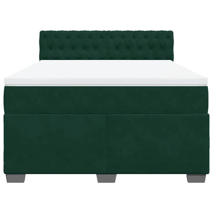 Boxspringbett mit Matratze Dunkelgrün 160x200 cm Samt