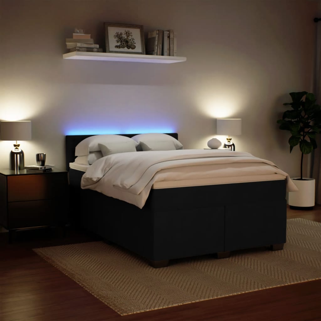 Sommier tapissier avec matelas noir 160x200 cm velours