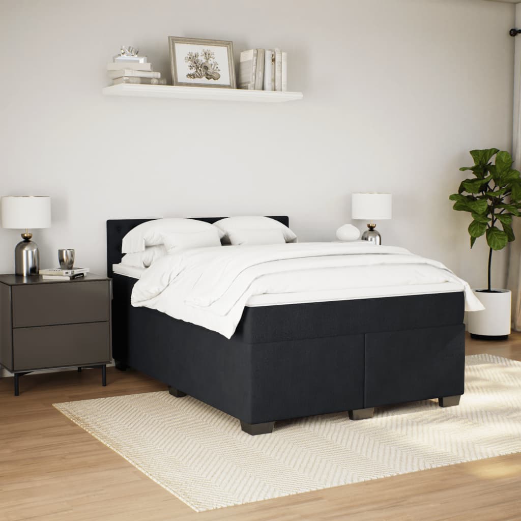 Sommier tapissier avec matelas noir 160x200 cm velours