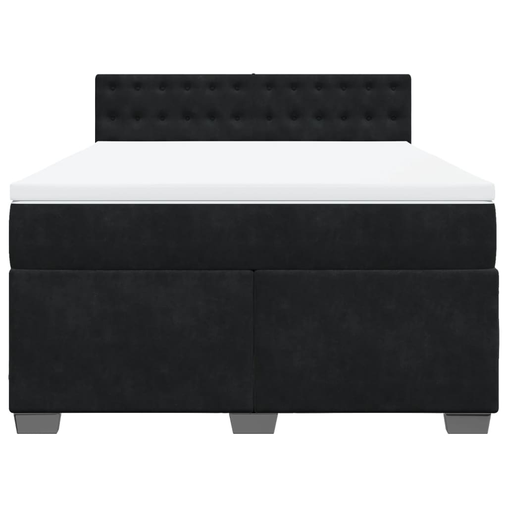 Sommier tapissier avec matelas noir 160x200 cm velours