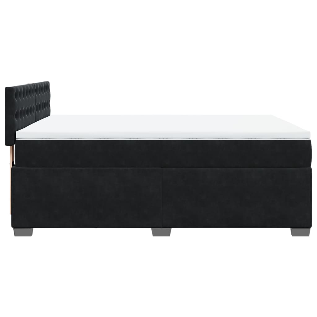 Sommier tapissier avec matelas noir 160x200 cm velours