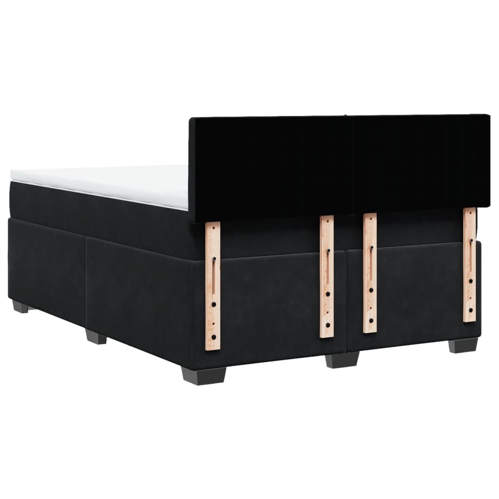 Sommier tapissier avec matelas noir 160x200 cm velours