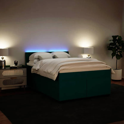 Boxspringbett mit Matratze Dunkelgrün 160x200 cm Samt