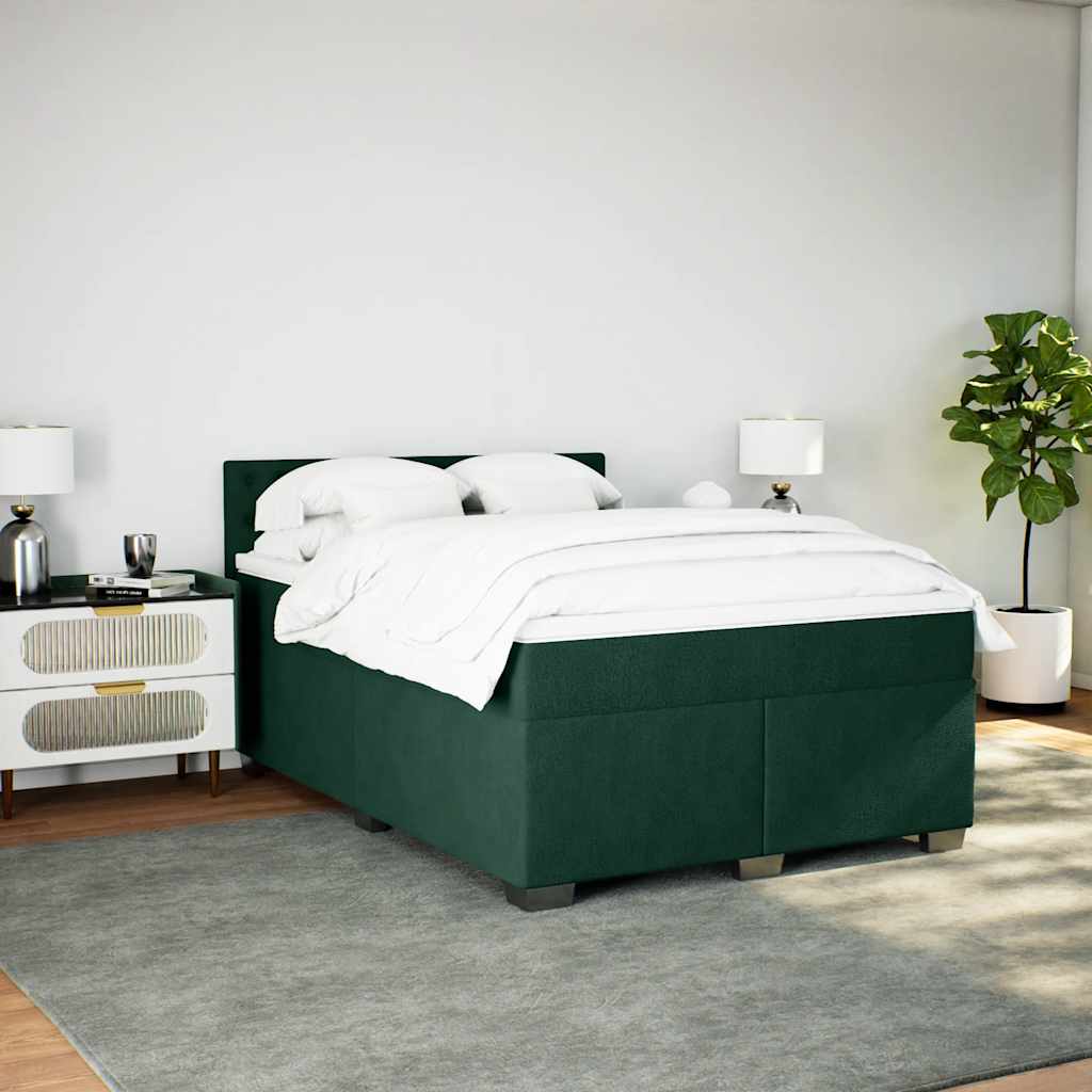 Boxspringbett mit Matratze Dunkelgrün 160x200 cm Samt