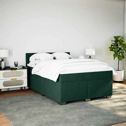 Boxspringbett mit Matratze Dunkelgrün 160x200 cm Samt
