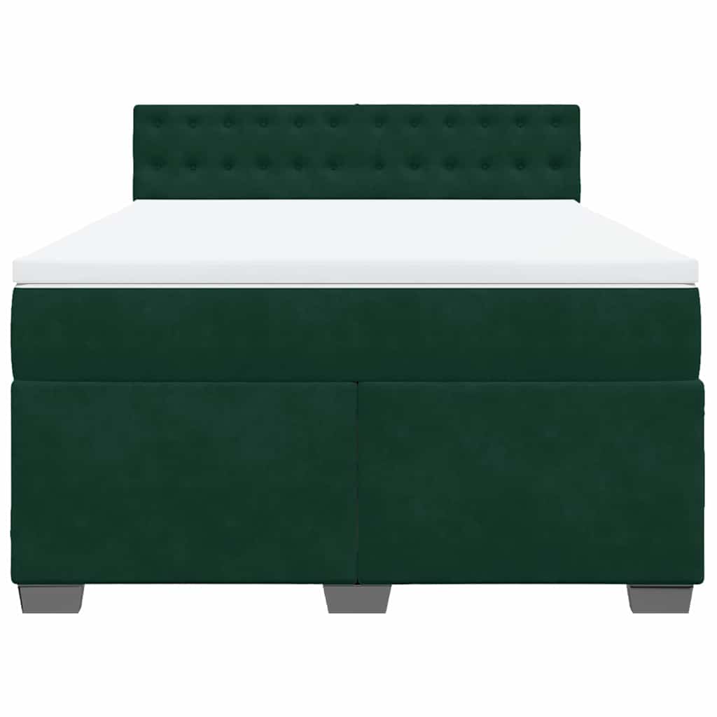 Boxspringbett mit Matratze Dunkelgrün 160x200 cm Samt